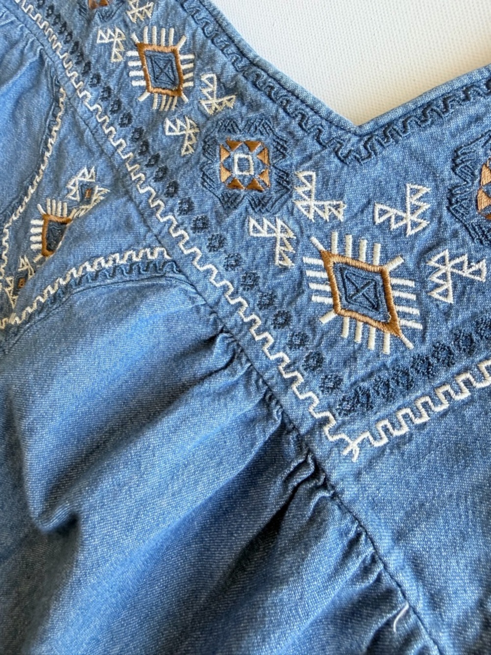Wrangler Retro Embroidered Chambray Tank Top XL Western Boho Cotton - Picture 10 of 10